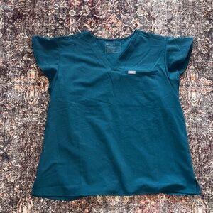 Figs Deep Teal V-Neck flutter sleeve Scrub Top